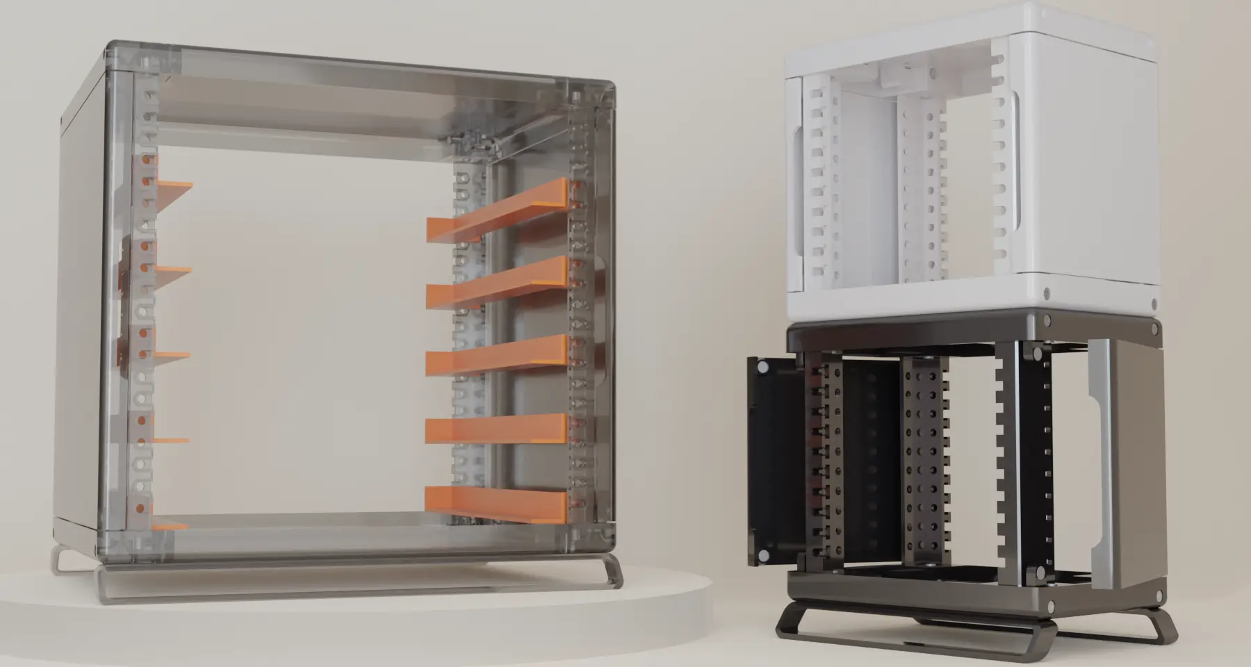 3d rendering of different rackstack configs